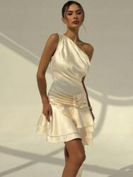 Shein Krémszínű Szatén Klasszikus Egyvállas Ruha 34