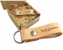  Kulcstartó Gravírozott bőr kulcstartó gravírozás ajándék neki (mały brelok personalizowany kolor jasny)