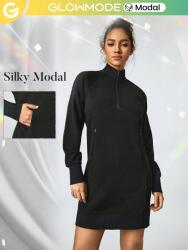 Shein Fekete Klasszikus Cipzáras Pulóver Hosszú Laza Ujjú Oversize Glowmode S