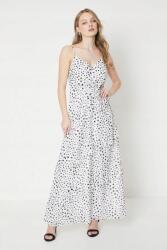 Oasis Fehér Ruha Fekete Pöttyök Vékony Vállpántokkal Maxi Fodros Oasis 44