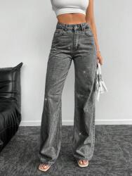 Shein Sötétszürke Klasszikus Farmer Nadrág Magas Derekú Egyenes Strasszos Shein 36