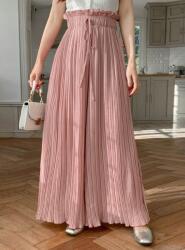 Dazy Világos Rózsaszín Fodros Széles Egyenes Szárú Nadrág Magas Dazy L