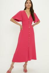 Oasis Rózsaszín Ruha Rövid Ujjú V-nyakkivágással Egyenes Gombos Oasis 42
