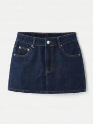 Shein Sötétkék Mini Farmer Szoknya Zsebekkel Magas Derekú Shein 36