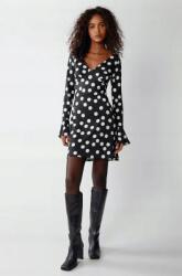 Warehouse Fekete Klasszikus Egyszerű Mini Ruha Hosszú Ujjú Pöttyös Warehouse 38