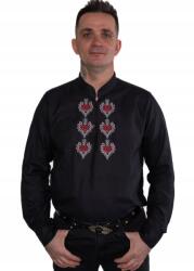  Férfi ing állógallérral Hegyi hímzés Szín fekete Pamut Légáteresztő XL