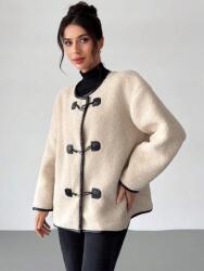 Shein Bézs Klasszikus Egyenes Dzseki Hosszú Ujjú Kerek Nyakkivágással Shein 34