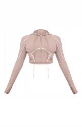 Prettylittlething Sötét Bézs Kapucnis Pulóver Fehér Csíkos Prettylittlething 44-ES