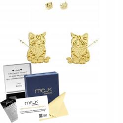Mejk Jewellery Aranyozott fülbevaló Munchkin macskával, 925-ös ezüst, ékszer, ajándék nőknek, Dedikáció (Kot Munchkin)