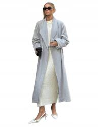  Szürke Klasszikus Hosszú Kabát Megkötős Derékkal Hosszú Ujjú Loveprices L