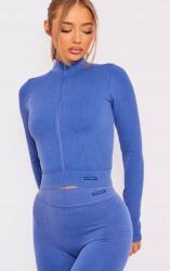 Prettylittlething Kék Bordázott Hosszú Ujjú Kihúzható Pulóver Prettylittlething S