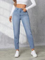 Shein Kék Magas Derekú Nadrág Sima Egyenes Zsebek Tall Shein L