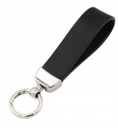  Bőr Kulcstartó Fekete prémium design kulcstartó medál csattal (duży solidny brelok skórzany z zapinką)