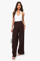 Boohoo Barna Texturált Nadrág Hosszú Laza Szár Gumis Derékkal Boohoo 42