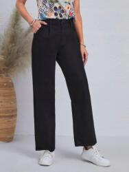 Shein Fekete Egyenes Szárú Farmer Nadrág Hosszú Magas Shein L