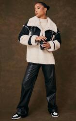 Prettylittlething Fekete Rövid Pilótakabát Biker Öko Bőr Prettylittlething 38