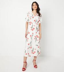 Dorothy Perkins Krémszínű MIDI Klasszikus Ruha Rövid Ujjú Virágok Dorothy Perkins 38