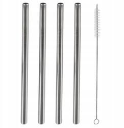 4x Acél Ital szívószálak Csövek Egyszerű Többször használható Tisztító kefe (VD-151450)