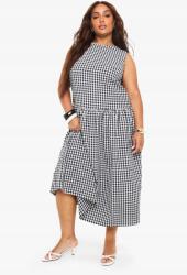 Boohoo Kockás Ruha , Széles, Kerek Nyakú, Ujjatlan Boohoo 52