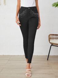 Shein Fekete Testhezálló Klasszikus Hosszú Farmer Nadrág Strasszokkal Shein 26