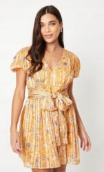 Oasis Narancssárga Ruha Rövid Ujjal, Szív Alakú Nyakkivágással, Virágmintás Oasis 36-OS Méret