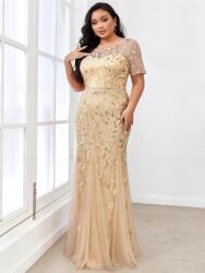 Shein Bézs Ruha Maxi Kerek Nyakú Flitter Mintás Rövid Ujjú Shein 48