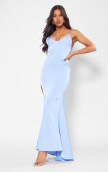 Prettylittlething Kék Szatén Maxi Ruha Prettylittlething Vállpántokkal 32
