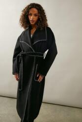 Wallis Fekete Klasszikus Kabát Megkötővel Hosszú Ujjú Gallér Wallis 40