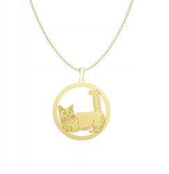 Mejk Jewellery Arany nyaklánc Munchkin macskával 925 Lánc Nő Ajándék Gravírozás (Kot Munchkin)