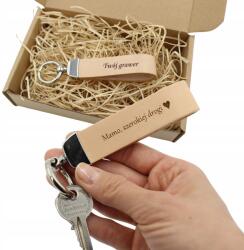  Kulcstartó gravírozás Ajándékba, személyre szabható, Elegáns natúr