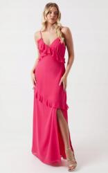 Oasis Rózsaszín Maxi Chiffon Koktél Ruha Fodros Egyenes Oasis 38