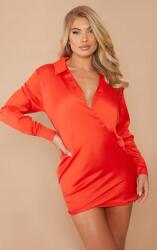 Prettylittlething Narancssárga Ruha Szatén Hosszú Ujjú Prettylittlething 34