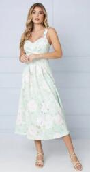 Oasis Zöld Virágos MIDI Ruha V-nyakkal, Forró Oasis 36