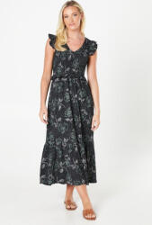 Dorothy Perkins Fekete Midaxi Ruha Fodrókkal, Virágmintával És Pötteges Dorothy Perkins 40