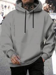 Shein Szürke Klasszikus Kapucnis Pulóver Laza Zseb Fekete Nyomtatás Shein XL