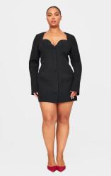 Prettylittlething Fekete Ruha Mini Cipzáras Koktélgombokkal Prettylittlething 56