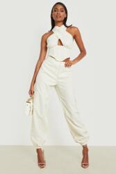 Boohoo X6B306 Boohoo Női Ekrü Nadrág 42 XL