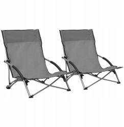 vidaXL Összecsukható strandszékek szürke fém 2 db (312491)