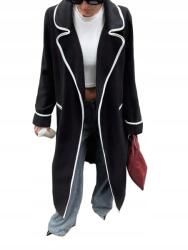  Fekete-fehér Átmeneti Klasszikus Kabát Laza Hosszú Ujjú Loveprices S