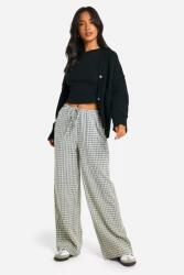 Boohoo Bézs-fekete Klasszikus Széles Kockás Nadrág Gumis Derékkal Boohoo 42