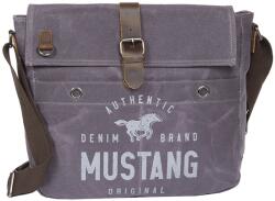MUSTANG Houston valódi bőrrel kombinált közepes szürke fedeles válltáska 45.108338