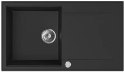 MOFÉM Zenit Gránit egymedencés mosogatótálca csepegtetővel és dugóemelővel metál fekete 760012803N3 (760012803N3)