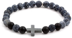 Agato Beneto Achát és hematit gyöngy karkötő MINK60 17 cm