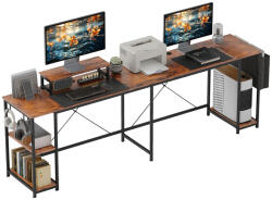 HomCom Sarok íróasztal, sokoldalú irodai asztal állítható polcokkal, barna (920-097V80RB)