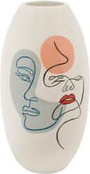  Fehér gyantás váza festett felületekkel Ø 20, 5x38 cm