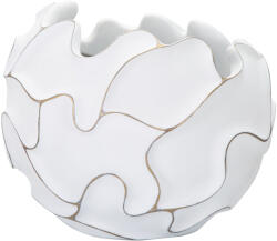  Fehér gyantás edény dombornyomott díszítésekkel Ø 44x37 cm