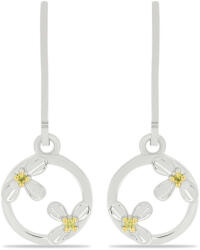  Ezüst Virág Fülbevaló - Sárga Gyémánt - 10x9 mm