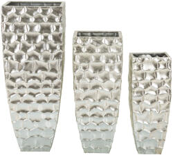  Ezüst színű fém virágcserép tartó, Ø 38, 1x90, 8 cm - 30, 5x75, 6 cm - 24, 8x62, 2 cm