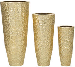  3 db-os arany fém kaspó szett Ø 50, 8x114, 9 cm - 40x92, 7 cm - 29, 8x70, 5 cm