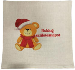  Boldog születésnapot Maci-vászon párnahuzat